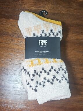 FRYE Plush Patterned Boot Socks in Cream, Mustard, Black Women Size 5-10